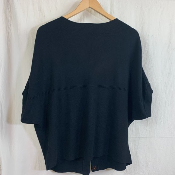 Renuar Short Sleeve Cardigan Sweater in Black Knit - Picture 2 of 7
